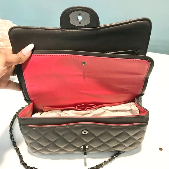 Quilted Double flap bag in coffee - Picture 6 of 9